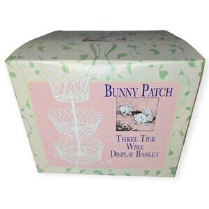 Bunny Patch Three Tier Cream/Tan Wire Footed Display Basket NIB